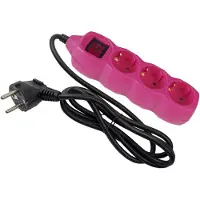 Entac Steckdosen-Verlängerungskabel S1 Color 3 Steckdosen mit Schalter 1,5m Farbserie Pink, 1,5 m, Drinnen, Typ F, IP20, Pink, 3 AC-Ausgänge