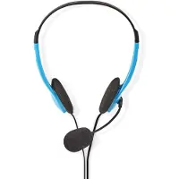 Nedis CHST100BU PC-Headset On-Ear stereo 2x 3,5 mm Wegklappbares Mikrofon Blau