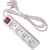 Velleman 4-fach Steckdose mit Schalter - 3 m Kabel - Weiß - Französische Steckdose