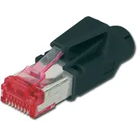 Digitus Hirose Modular Stecker, CAT 6 TM 21, RJ-45, Schwarz, Metallisch, Rot, Cat6, Gold, Vernickeltes Phosphorbronze, 15 mm