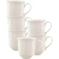 Villeroy & Boch Becher "Henkelbecher Manoir 300 ml 6er Set weiß", weiß, B:8,8cm H:9cm Ø:8,8cm, Porzellan, Trinkgefäße, Becher, Spülmaschinenfest, Mikrowellensicher