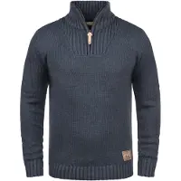 !Solid Troyer SOLID "Troyer SDPetro", Herren, Gr. XXL, blau (ins bl mel), Obermaterial: 50% Baumwolle CO. 50% Polyacryl PAN., Pullover Troyer