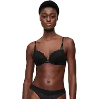 Triumph Push-up-BH "That Night In Vegas WHU", Damen, Gr. 70, Cup D, schwarz, Mesh, Spitze, Obermaterial: 49% Polyester, 41% Polyamid, 10% Elasthan, BHs Push-up-BH, Comfort Wire, mit grafischem Muster