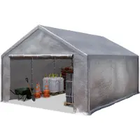 TOOLPORT Lagerzelt 4x6 m Zelthalle Unterstand Zeltgarage PE Plane 350 N wasserdicht in grau