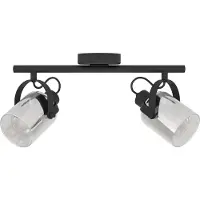 Eglo Deckenspot "BERREGAS Spotlampe - Stahl - E27 - 2X40W - IP20", schwarz (schwarz, chrom), 2, H: 24cm, 1 Stk., Leuchten, Wandleuchte, Wandspot, schwenkbar, Strahler, L44 x B11 x H24 cm, Deckenspot