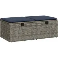 Syfax 2-tlg. Garten-Sofagarnitur mit Kissen Grau Poly Rattan Akazie