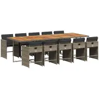 Syfax 11-tlg. Garten-Essgruppe mit Kissen Grau Poly Rattan