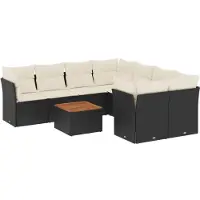 Syfax 9-tlg. Garten-Sofagarnitur mit Kissen Schwarz Poly Rattan
