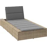 Syfax Sonnenliege mit schwebender Auflage Beige Poly Rattan