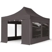 TOOLPORT 3x4,5m Aluminium Faltpavillon, inkl. 4 Seitenteile, dunkelgrau