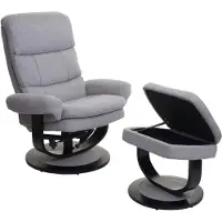 Mendler Relaxsessel HWC-C16, Fernsehsessel TV-Sessel Hocker mit Staufach, MVG- Stoff/Textil hellgrau