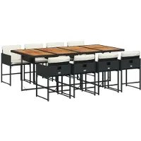 Syfax 9-tlg. Garten-Essgruppe mit Kissen Schwarz Poly Rattan