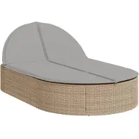 Syfax Doppel-Sonnenliege mit Auflagen Beige Poly Rattan