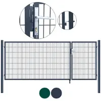 HOME DELUXE - Doppelflügel Gartentor ADITUS - Anthrazit, 140 x 350 cm - inkl. Griff, Schloss, Schlüsseln und Bodenverriegelung I Gartenpforte Einfahrtstor Hoftür
