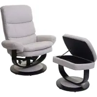 Mendler Relaxsessel HWC-C16, Fernsehsessel TV-Sessel Hocker mit Staufach, MVG- Stoff/Textil creme-beige