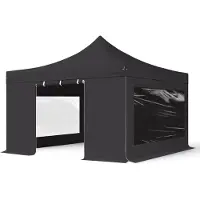 TOOLPORT 4x4m Aluminium Faltpavillon, inkl. 4 Seitenteile, schwarz