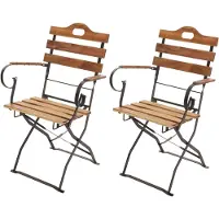 Mendler 2er-Set Biergartenstuhl HWC-J40, Klappstuhl Gartenstuhl, Gastronomie-Qualität Akazie MVG- naturfarben