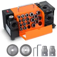 Vevor Bohrerschleifgerät 120 W Bohrerschleifmaschine 4500 U/min Schärfstation 45# Stahl Bohrerschärfgerät 95-135° Einstellbarer Spitzenwinkel 18 Spannzangen Geeignet für Bohrerdurchmesser φ3–20 mm