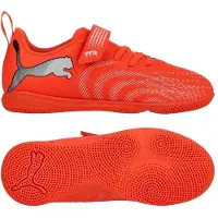 Puma Fußballschuh "FUTURE 9 PLAY IT V JR", Kinder, Gr. 35, Textil, rot (glowing rot, weiß, schwarz), Synthetik, Schuhe Fußballschuh, für Halle und Straße, leichtes Obermaterial aus Synthetik