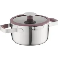 Berghoff Home Kochtopf 18 cm aus Edelstahl mit Glasdeckel, für Induktion und alle Herdarten, backofenfest bis 180 Grad, spülmaschinenfest, Braun Grau