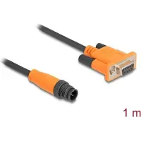 DeLOCK M12 CAN Bus Kabel A-kodiert 5 Pin Stecker zu D-Sub 9 Buchse 1 m, Schwarz, Orange, 1 m, M12 plug 5 pin, D-Sub 9 pin, Männlich, Weiblich