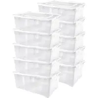 Alpfa 10er-Set Schuhboxen Kunststoffbox Klarsichtbox mit Belüftung je 37x26x13cm 10,0 Liter