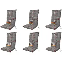 Gardissimo 6x 1112 Hochlehner Gartenstuhl Auflagen 120x50x8cm grau