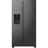 Hisense RS5P535NTFE Side-By-Side Kühl-Gefrier-Kombination, 376 Liter Kühlteil, 190 Liter Gefrierteil, Wasser-/Eisspender, Total NoFrost, Multi AirFlow, FastFreeze, schwarz
