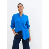 Bonprix Langarmbluse "Musselin-Longbluse aus Baumwolle" Oversize-Passform, mit Seitenschlitzen, aus Musselin