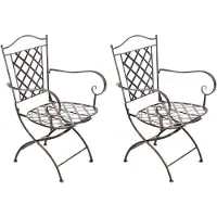 CLP 2er Set Eisenstühle Adara im Jugendstil I Outdoor-Stühle mit Armlehnen I Handgefertigte Gartenstühle aus Eisen, Farbe: bronze