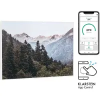 Klarstein Infrarotheizung mit Thermostat, 500W Elektroheizung, Smart Home Bild-Infrarotheizung zur Wandmontage, IR mit IoT/WiFi App-Control, Feuchtraum Flach-Heizkörper, CO2-Freie Wand Heizung