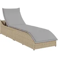 Syfax Klappliege mit Auflage und Stauraum Beige Poly-Rattan