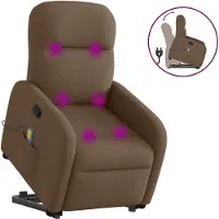 Syfax Massagesessel mit Aufstehhilfe Braun Stoff