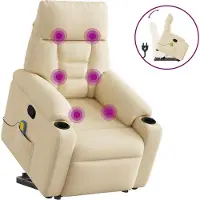 Syfax Massagesessel mit Aufstehhilfe Creme Stoff
