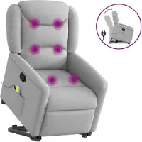 Syfax Massagesessel mit Aufstehhilfe Wolkengrau Stoff