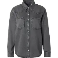 Levi's Jeansbluse "TEODORA WESTERN SHIRT", Damen, Gr. XS (34), grau (chipped schwarz oyster top), Web, Obermaterial: 100% Baumwolle, hüftbedeckend, Blusen Jeansbluse, mit Druckknöpfen