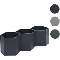Mendler 3er-Set Hochbeet HWC-P64, Metallhochbeet Gemüse-/Pflanzbeet Blumenkasten Pflanzkübel Stahl 77x264x10