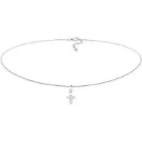 Elli Choker "Halskette Choker Kreuz Religion Zirkonia 925 Silber" Gr. 36, silber, Halsketten, Damen, mit Steinen, Silber 925 (Sterlingsilber), Choker