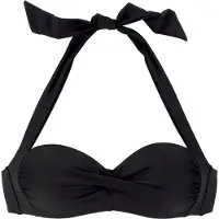 LASCANA Bügel-Bandeau-Bikini-Top "Lolo", Damen, Gr. 36, Cup D, schwarz, Recycling-Polyamid, unifarben, Bikini-Oberteile Bügel-Bandeau-Bikini-Top, in getwisteter Optik