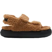Moon Boot für Damen. 80D2420020 Braune Sandalen aus Shearling-Leder (39), Wohnung, 1 bis 3 cm, Klettverschluss, Lässig