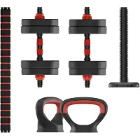 Ksix BMANC01N10, Verstellbare Kurzhantel, Schwarz, Rot, Polyethylen (PE), Stahl, 10 kg, 16 cm, 1 kg