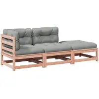 vidaXL 3-tlg. Garten-Sofagarnitur mit Kissen Massivholz Douglasie