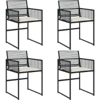 Syfax Gartenstühle mit Kissen 4 Stk. Schwarz Poly Rattan