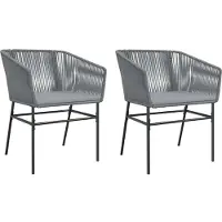 Syfax Gartenstühle 2 Stk. mit Kissen Grau Poly Rattan