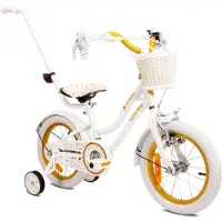 Sun baby Heart Bike Kinderfahrrad für Mädchen 14 Zoll, ab 3 Jahre, mit Stützrädern, abnehmbarer Schubstange, Korb, Klingel, Rücktrittbremse & V-Brake