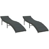 Syfax Sonnenliegen 2 Stk. mit Auflagen Grau Poly Rattan
