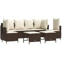 Syfax 5-tlg. Garten-Sofagarnitur mit Kissen Braun Poly Rattan