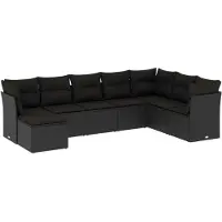 Syfax 8-tlg. Garten-Sofagarnitur mit Kissen Schwarz Poly Rattan