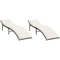 Syfax Sonnenliegen 2 Stk. mit Auflagen Braun Poly Rattan