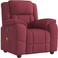 Syfax Massagesessel Weinrot Stoff, manuelle Liegefunktion, 6-Punkt-Vibrationsmassage, dick gepolstert, 110 kg, 96x99x102 cm